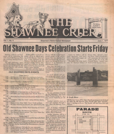 The Shawnee Crier - June 1, 1977. Vol 1, No 5 http://www.jocohistory.org/cdm/ref/collection/jcm/id/12666