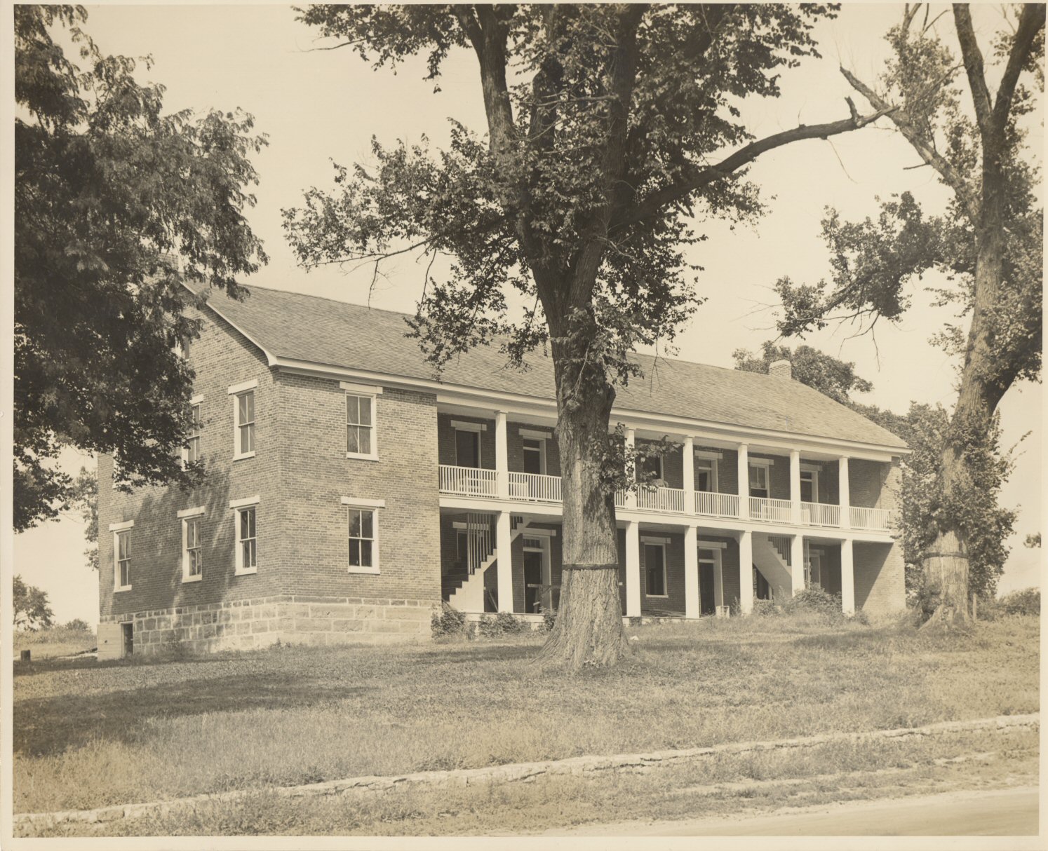The North Building at the Shawnee Indian Mission site, c. 1940. Johnson County Museum