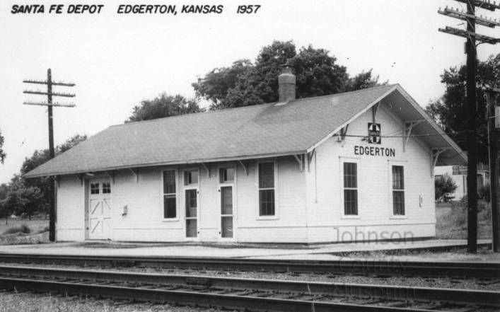 The last Santa Fe Railroad depot in Edgerton. Date unknown. Johnson County Museum